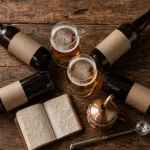 Brasserie artisanale des 4 pays : dégustation de bières artisanales sur table en bois