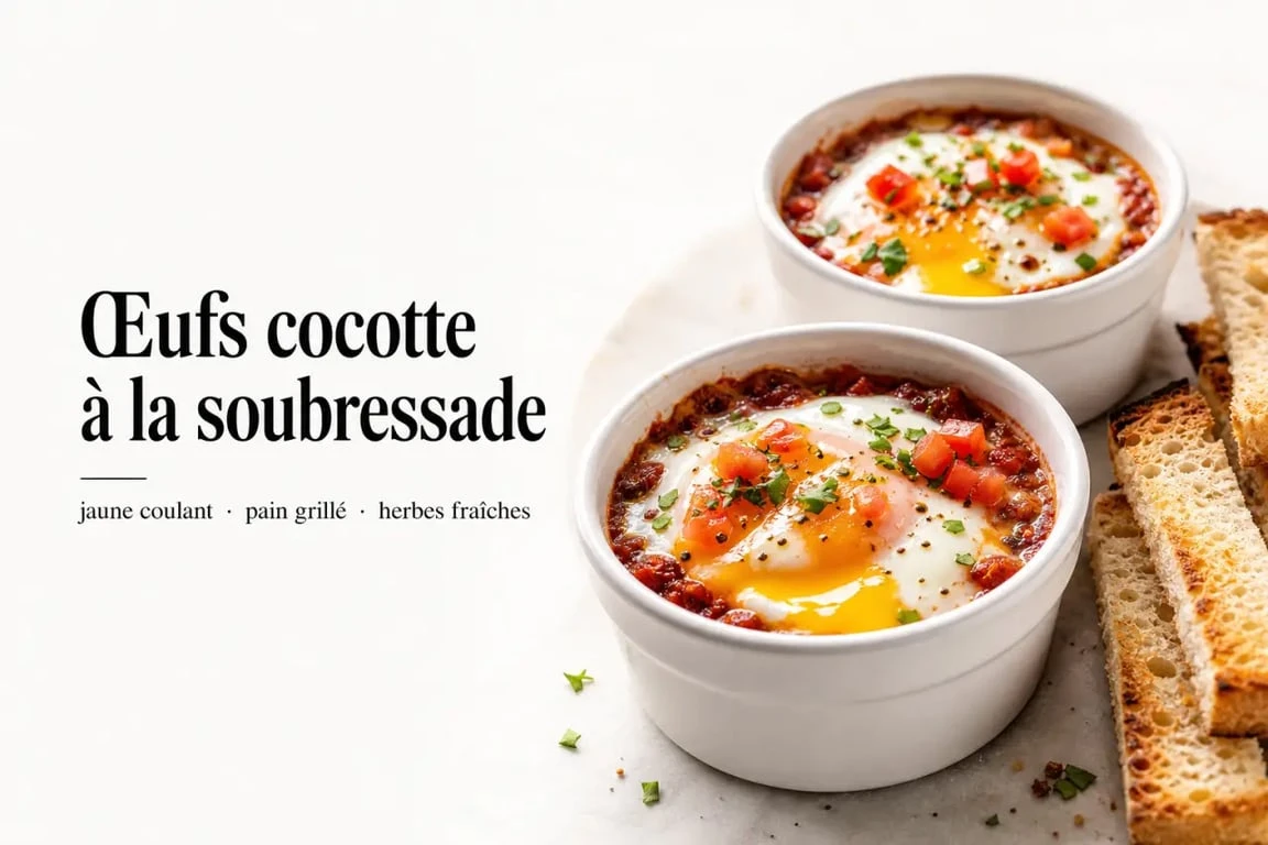 Recette soubressade : œufs cocotte à la soubressade avec pain grillé