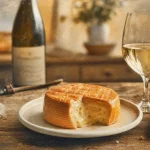 Quel vin avec le fromage epoisses ? Chardonnay : verre et Époisses sur table