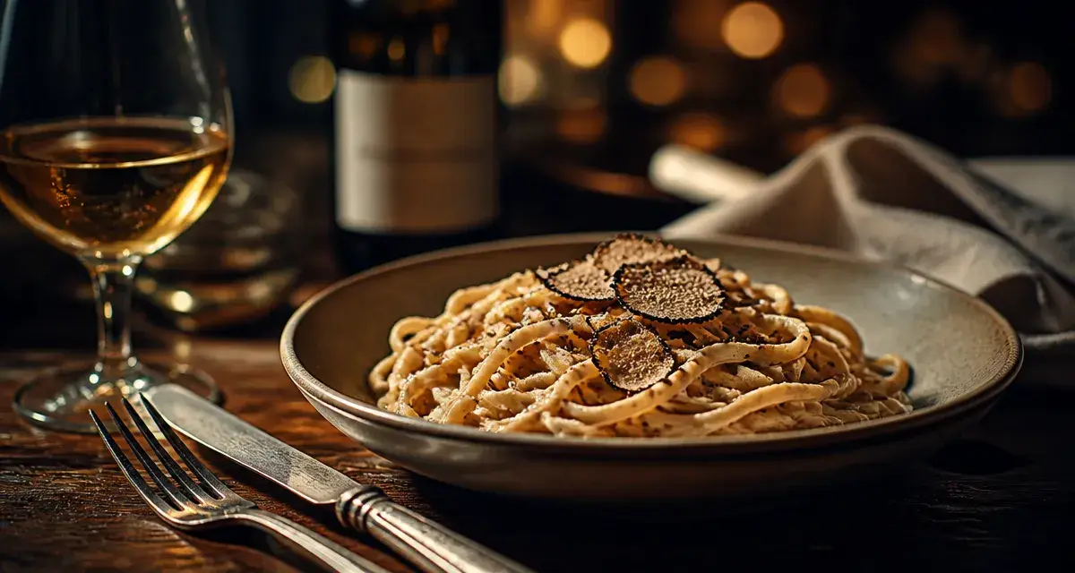 Accord mets vins pates aux truffes : pâtes à la truffe noire et vin blanc