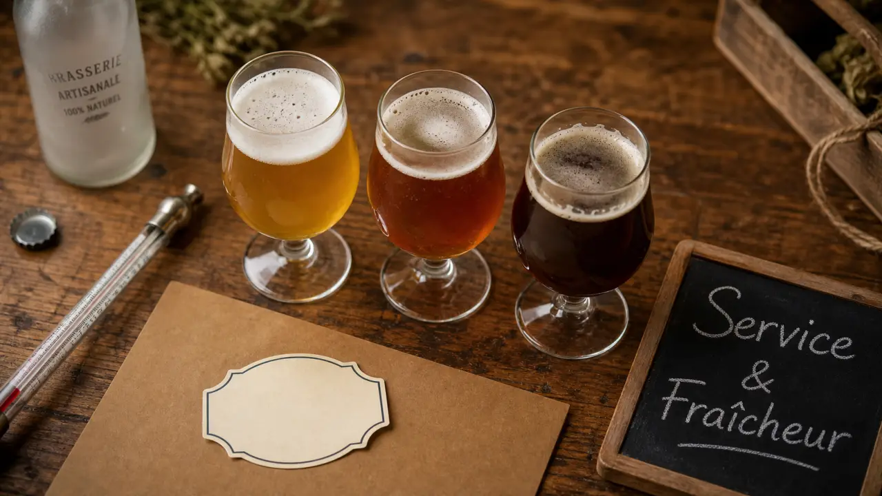 Brasserie artisanale gasconha : bière fraîche servie en verres tulipe