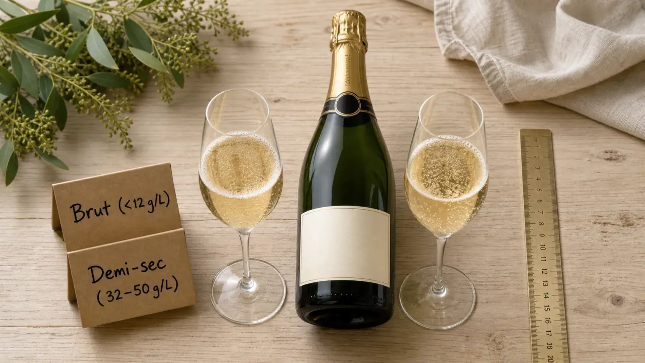 Différence brut et demi sec : 12 g/L contre 32–50 g/L