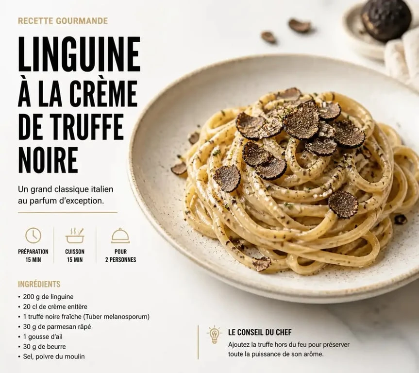 Linguine onctueuses à la crème de truffe noire pour un accord mets vins réussi
