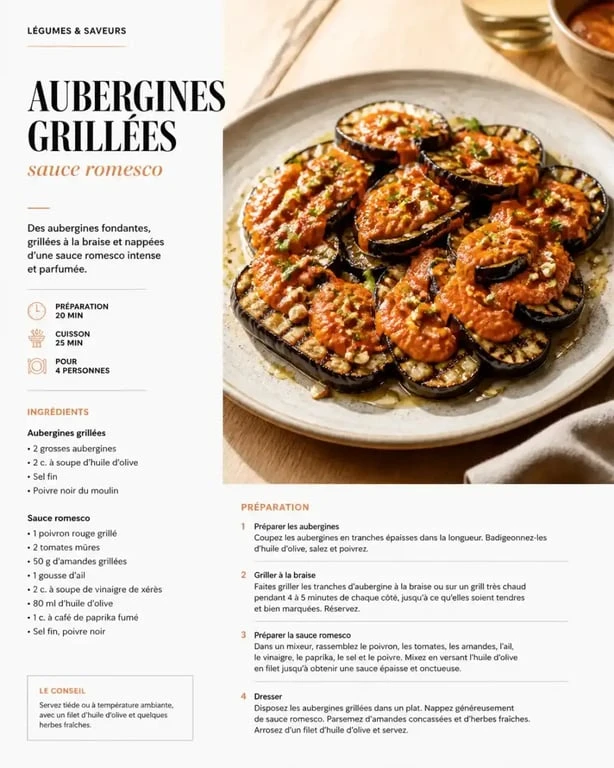 Aubergines grillées à la braise et sauce Romesco au restaurant éphémère Top Chef Cramat