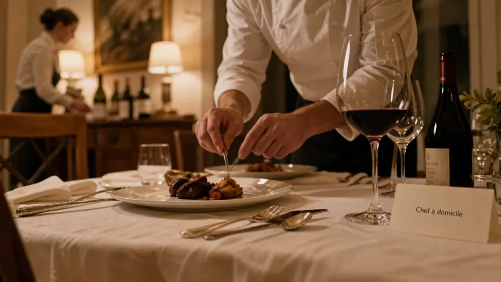La goguette chef à domicile : service à table et vins chez vous, salle à manger chic