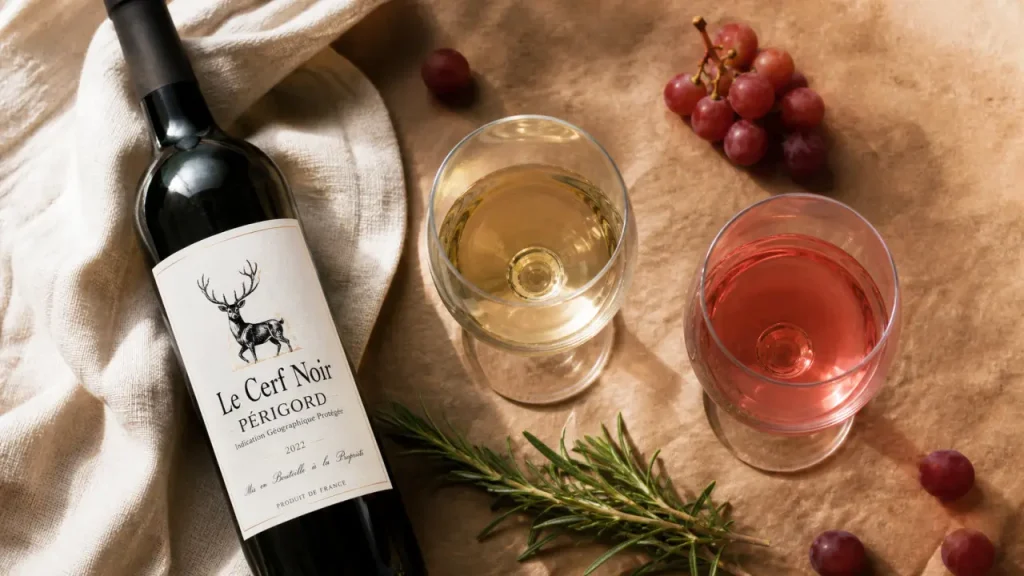 Le cerf noir perigord : blanc moelleux et rosé Merlot en dégustation
