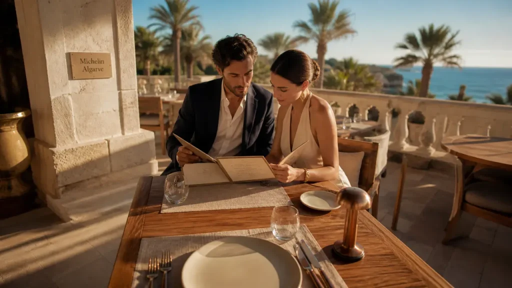 Restaurant etoile algarve : table en terrasse, menu dégustation Michelin en Algarve
