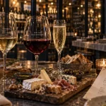 Bar à vin grenoble : verres de vin et tapas sur table