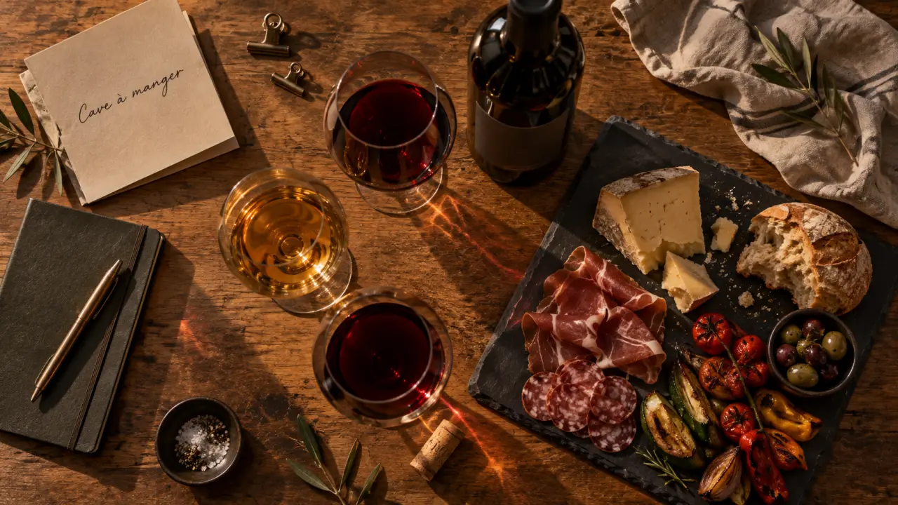 Cave a manger à Paris : vin et planche de fromages charcuterie au comptoir