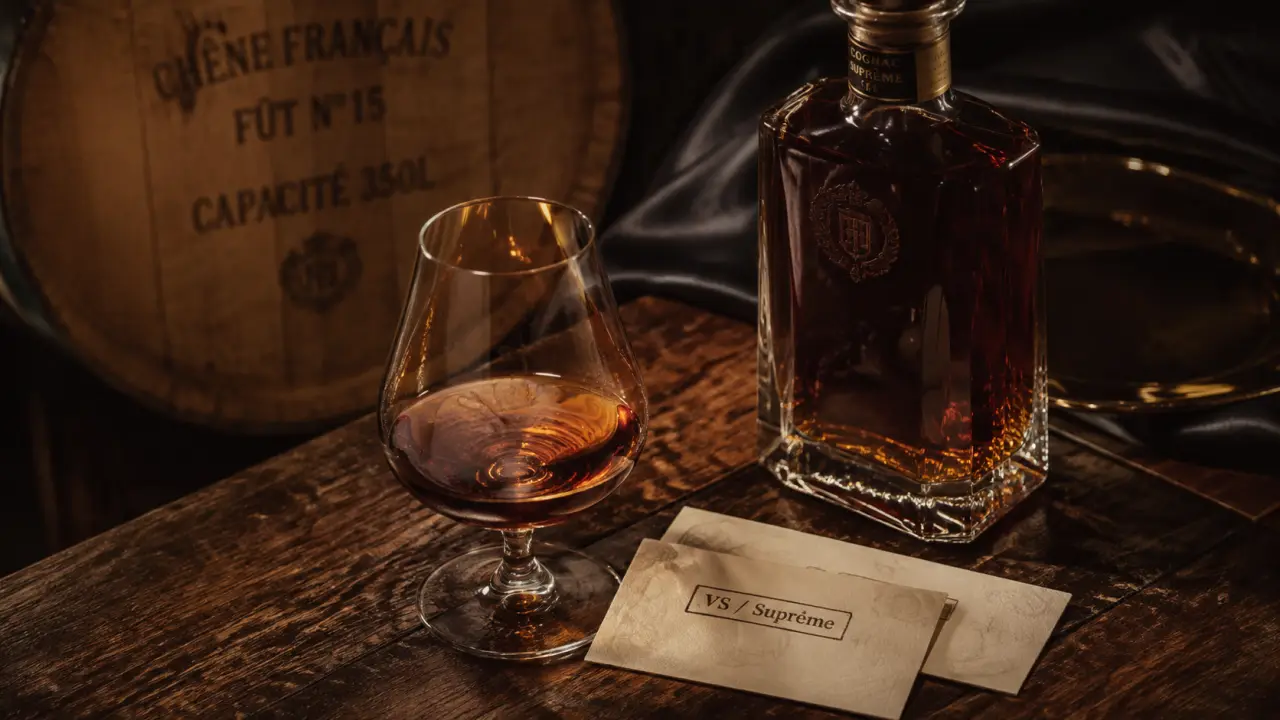 cognac polignac VS ou suprême en verre avec fût de chêne