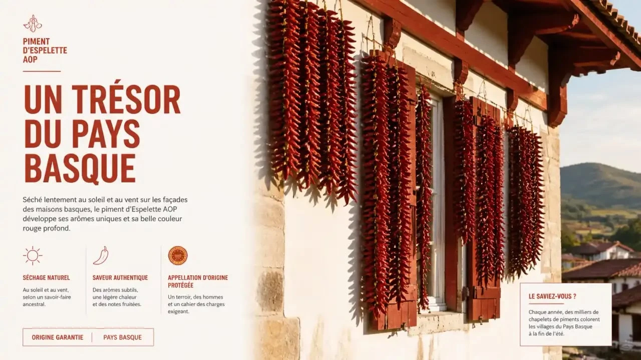 Piment d'Espelette AOP séchant au Pays Basque