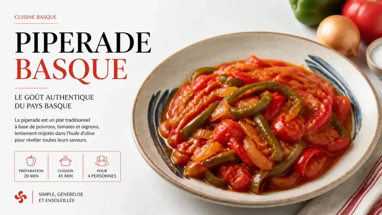 Recette de piperade basque traditionnelle servie dans une assiette