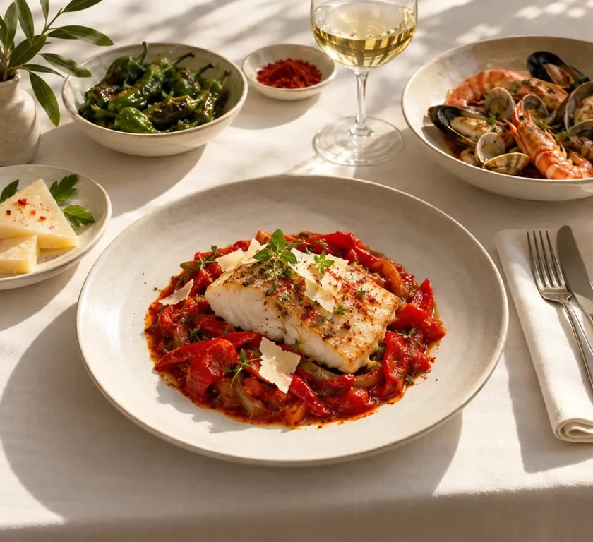 Table dressée pour une cuisine du terroir basque à domicile