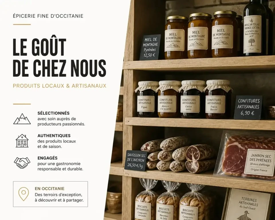 Épicerie occitanie avec produits régionaux et artisanaux