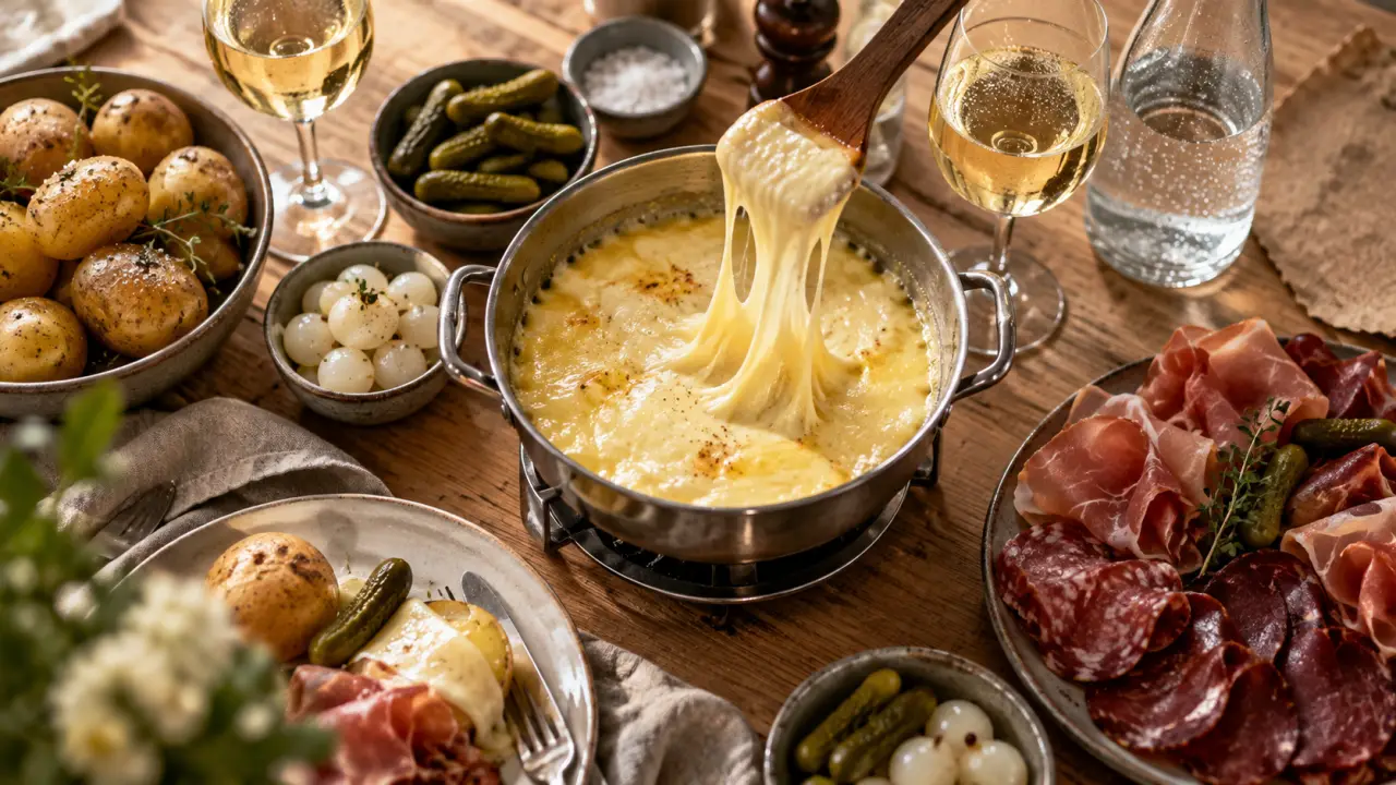 Que boire avec une raclette : vin blanc frais et fromages fondus